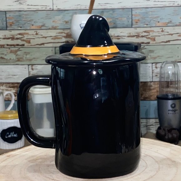 Rae Dunn "Basic Witch" Black mug w/ Topper (Orange Letters) Halloween - Picture 2 of 6